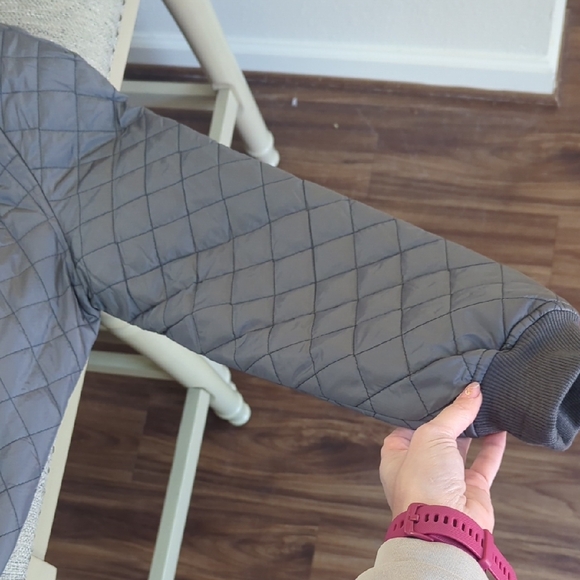 Allegra K Charcoal Quilted Bomber Jacket - Picture 5 of 5